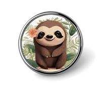 Cute Cartoon Sloth Round Badge Cute Brooch Hats Jackets Decor Personalized Lapel Pin Clothing Jewelry Accessories for Wedding Party Gift