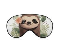 Cute Cartoon Sloth Sleep Mask for Women Men Side Sleeper Eye Cover with Adjustable Strap Soft Breathable Blackout Mask Slip-Free Deep Sleeping Travel Essentials