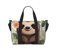 Cute Cartoon Sloth Water-Resistant Crossbody Travel Bag, Large Carry-On with Adjustable Strap, Multi-Compartment Weekender for Gym, Travel, Outdoor