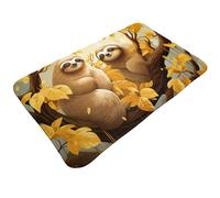 Cute Cartoon Sloths Door Mat Indoor Outdoor Entrance Doormat Non-Slip Absorbent Welcome Mat Soft Washable Door Rug Floor Mats Door Carpet for Bedroom Bathroom Kitchen Decor 20x31.5in