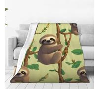 Cute Cartoon Sloths Throw Blanket for Couch, Plush Fuzzy Soft Flannel Blankets and Throws for Sofa, 80"x60" Bed Blankets for Travel Camping Chair, All Season Warm Fleece Blanket