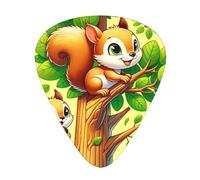 Cute-Cartoon-Squirrel-On-Tree 12 Pack Guitar Picks With 3 Thicknesses And Storage Box, Abs Plectrums For Electric Bass Guitar Players