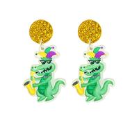 Cute Cartoon St. Patrick's Day Earrings Crocodile Clown Lobster Drop Earrings Colorful Giltter Acrylic Irish Dangle Earrings St Patty's Jewelry Gift for Women, Zinc, metal