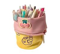 Cute Cartoon StandUp Pen Holder For Desk Pencil Case,Pencil Case Organizer Foldable Stand Store PencilCase Box, Standing Makeup Cosmetics Bag, Portable Makeup Brushes Pouch Office Organizer Supplies