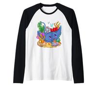 Cute Cartoon Stingray Kawaii Ocean Animal Sea Marine Life Raglan Baseball Tee