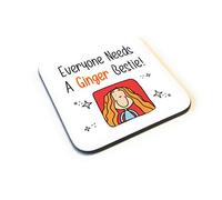 Cute Cartoon Style Everyone Needs A Ginger Bestie Wooden Drinks Gift Coaster