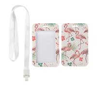 Cute Cartoon Summer Flamingo ID Card Holders with White Lanyard, Lanyard Holder, Vertical ID Cards Protector for Worker, Vertical Cards Protector for Student, Nurse Essentials Work Nurse Accessories