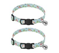 Cute Cartoon Sushi Blue Easy to Clean Cat Collar 2 Pack Comfortable Cat Collar