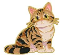 Cute Cartoon Tabby Cat Enamel Pin, Brown Tabby Pin Brooch For Cat Mom Lover, Kawaii Kitten Brooch Badge For Animal Lover Pet Owner, Cute Striped Cats Lapel Badges, Feline Enthusiast Gift, Adorable