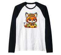 Cute Cartoon Taco Fox Mexican Food Fun Raglan Baseball Tee