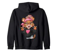 Cute Cartoon Tiger Hipster Style Peace Sign Design Zip Hoodie