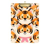 Cute Cartoon Tigers Orange Speech Therapy clipboard Hard Board for Homework Pediatric Size 9 x 12 Gold