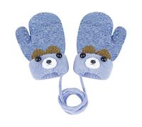 Cute Cartoon Toddlers Kids Knitted Gloves on String Winter Warm Mitten Gloves with Rope for Baby Boys Girls Thick Plush Fleece Lined Hand Warmer Full Finger Ourdoor Sport Thermal Hand Cover
