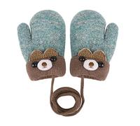 Cute Cartoon Toddlers Kids Knitted Gloves on String Winter Warm Mitten Gloves with Rope for Baby Boys Girls Thick Plush Fleece Lined Hand Warmer Full Finger Ourdoor Sport Thermal Hand Cover