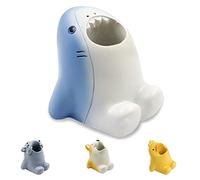 Cute Cartoon Toothbrush Holder for Kids, Fun Resin Pen Pencil Holder, Mini Animal Single Tooth Brush Stand, Creative Bathroom Organizer Storage for Vanity Countertop, Office (Shark)