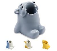 Cute Cartoon Toothbrush Holder for Kids, Fun Resin Pen Pencil Holder, Mini Animal Single Tooth Brush Stand, Creative Bathroom Organizer Storage for Vanity Countertop, Office (Hippo)