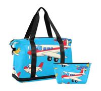 Cute Cartoon Traffic Plane Travel Bag Large Carry On Bag with Toiletry Bag for Hiking Foldable, Cute cartoon traffic plane, One Size