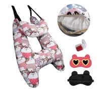 Cute Cartoon Travel Pillow Suit, Kids & Adults Car Neck Head Support Cushion Set,Travel car seat Safety Pillow,h Shape car Sleeping Pillow Kids,Pillow case can be Disassembled and Washed (B)