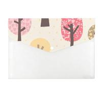 Cute Cartoon Trees A4 Plastic Wallet, A4 Storage Folders, Plastic Wallets Folder, School Stuff Waterproof Wallet, File with Snap Button, Document Holder for School Office Home Travel