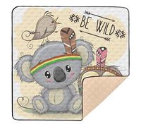 Cute Cartoon Tribal Koala Owl Feather Soft Padded Baby Gym & Activity Mat for Floor Comfortable Padded Baby Mat for Babies Infants Toddlers, 50'' x 50''