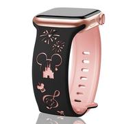 Cute Cartoon Two-Tone Engraved Bands Compatible with Apple Watch 38mm 40mm 41mm 42mm 44mm 45mm 46mm 49mm Men Women,Soft Silicone Sport Strap for iWatch Ultra Series 11 10 9 8 7 6 5 4 3 2 1 SE