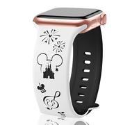 Cute Cartoon Two-Tone Engraved Bands Compatible with Apple Watch 38mm 40mm 41mm 42mm 44mm 45mm 46mm 49mm Men Women,Soft Silicone Sport Strap for iWatch Ultra Series 11 10 9 8 7 6 5 4 3 2 1 SE