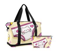 Cute Cartoon Underwear Colorful Sports Gym Bag Carry On Weekend Bag with Adjustable Strap for Airplane Traveling 2 Pcs Set, Cute cartoon underwear colorful, One Size