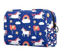 Cute Cartoon Unicorn Balloon Stars Clouds Cosmetic Bag for Women, Travel Toiletries Bags Large Makeup Handy Pouch Organiser Bag with Zipper