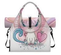 Cute Cartoon Unicorn Cat Sports Duffel Bag for Women Men Weekend Overnight Bag with Shoe Compartment Shoulder Tote Luggage Bag for Yoga Gym Travel