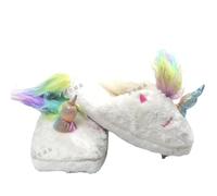 Cute Cartoon Unicorn Plush Slippers Warm Fluffy House Slipper for Women and Men Winter Indoor Shoes Soft Cotton Footwear with Cozy Anti-Slip Sole and Rainbow Mane Design for Home Comfort