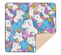 Cute Cartoon Unicorn Soft Thick Baby Play Mat for Floor Cozy Breathable Foldable Activity Gym Mat for Babies Infants Toddlers, 50'' x 50''tapete para juegos de