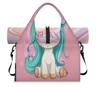 Cute Cartoon Unicorn Sports Duffel Bag for Women Men Weekend Overnight Bag with Shoe Compartment Shoulder Tote Luggage Bag for Yoga Gym Travel
