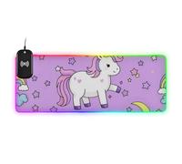 Cute Cartoon Unicorn Star Purple Peach Wirel Charging Glowing Mouse pad Cute Thin Travel 35.4 x 15.7 in Mouse mat for Desk