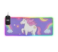Cute Cartoon Unicorn Star Purple Peach Wirel Charging Glowing Mouse pad unwashable Writing 35.4 x 15.7 in Gaming Mousepad