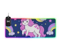 Cute Cartoon Unicorn Star Purple Peach Wirel Charging Glowing Mouse Pads for Desk Cool Desktop 35.4 x 15.7 in Computer Mouse mat