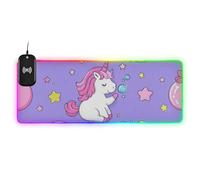 Cute Cartoon Unicorn Star Purple Peach Wirel Charging Glowing pad Mouse Modern desks 35.4 x 15.7 in Cool Mousepad