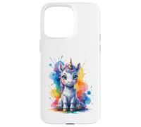 Cute Cartoon Unicorn with Soft Splash Background Case for iPhone 15 Pro Max