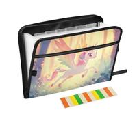 Cute Cartoon Unicorns with Wings Rainbow Colorful Expanding Folders 13 Pockets A4 Letter Size with Zipper Closure for Document Storage Office Folders para guardar