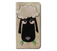 Cute Cartoon Unsleep Black Sheep PU Leather Flip Case Cover For OnePlus 8