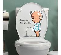 Cute Cartoon Villain Toilet Stickers,If You Miss,Clean Your Piss Toilet Sticker,Funny Toilet Seat Sticker Bathroom Wall Decal,DIY Removable Waterproof Toilet Lid Decals,Bathroom Toilet Accessories