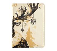 Cute Cartoon Vintage Grey Reindeer Leather cute passport holder for travel Vaccine Case Protector Cover Passport Holder Case for women Waterproof