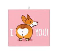 Cute Cartoon Welsh Corgi Dog Butt Heart Print Kitchen Counter Absorbent Dish Drying Mat Foldable Reusable Coffee Sink Rack Pad