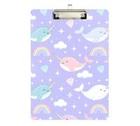 Cute Cartoon Whale Purple Clipboard Writing Board A4 Standard Size Clip Board, 12.5 x 9 Inches Silver Clip