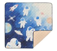 Cute Cartoon White Astronauts Soft Padded Thick Play mat for Baby for Indoor Outdoor Non-Toxic Foldable Activity Gym Mat for Babies Infants Toddlers, 50'' x 50''gimnasio de actividades para