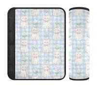 Cute Cartoon White Cat Padded Seatbelt Strap Cover,Release Stress to Your Neck and Shoulders,seat Belt Cover pad for SUV Auto Most Cars accesorios para carro 2 pcs