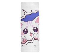 Cute Cartoon White Cats foldable yoga mat for travel for floor workouts printed, non slip, yoga non slip towel and bag tapete para ejercicio 71x26 inches