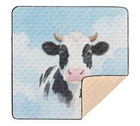Cute Cartoon White Cows Large Sturdy Baby Playmat for Indoor Outdoor Water Resistant Foldable Baby Kick Crawling Mat for Babies Infants Toddlers, 50'' x 50''alfombras con Musica para