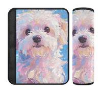 Cute Cartoon White Dog Car seat Strap Covers,Release Stress to Your Neck and Shoulders,carseat Belt Cover for Truck Airplane Most Cars accesorios para carro 2 Pack