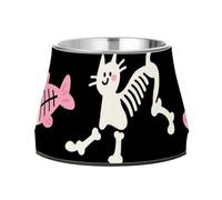 Cute Cartoon White Fish Skeleton Cats Bowls for Dogs Non Slip Stainless Steel Cat Feeding Bowls for Medium Dogs Comfort Feeding plato para perro