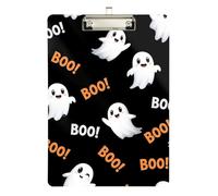Cute Cartoon White Ghosts Print Clipboards Writing Board Standard A4 Letter Size Clipboards with Low Profile Metal Clip for Women Men Teachers Nurses